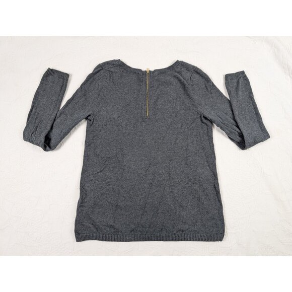 GAP Top blouse Women's Size Small Gray  Zip Back Knit cotton nylon cashmere - Picture 2 of 15